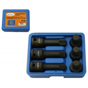 Bitset veeltand dopsleutels, 6-dlg.